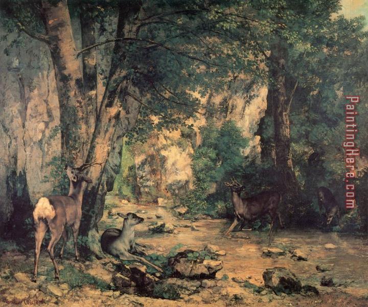 Gustave Courbet A Thicket of Deer at The Stream of Plaisirfountaine